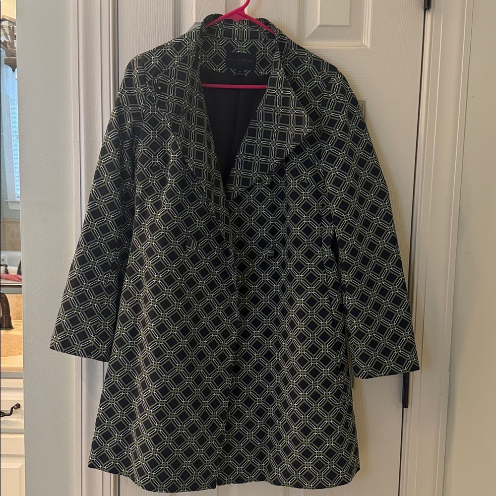 Banana Republic Green and dark navy  Geometric rain jacket